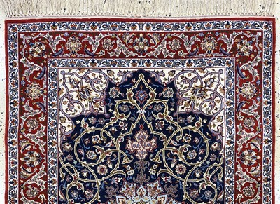 27154072a - Esfahan fein, Persien, Mitte 20.Jhd, Korkwolle auf Seide, ca. 166 x 109 cm, ca. 1,0Mio. ...