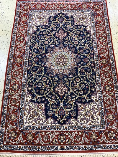 27154072e - Esfahan fein, Persien, Mitte 20.Jhd, Korkwolle auf Seide, ca. 166 x 109 cm, ca. 1,0Mio. ...