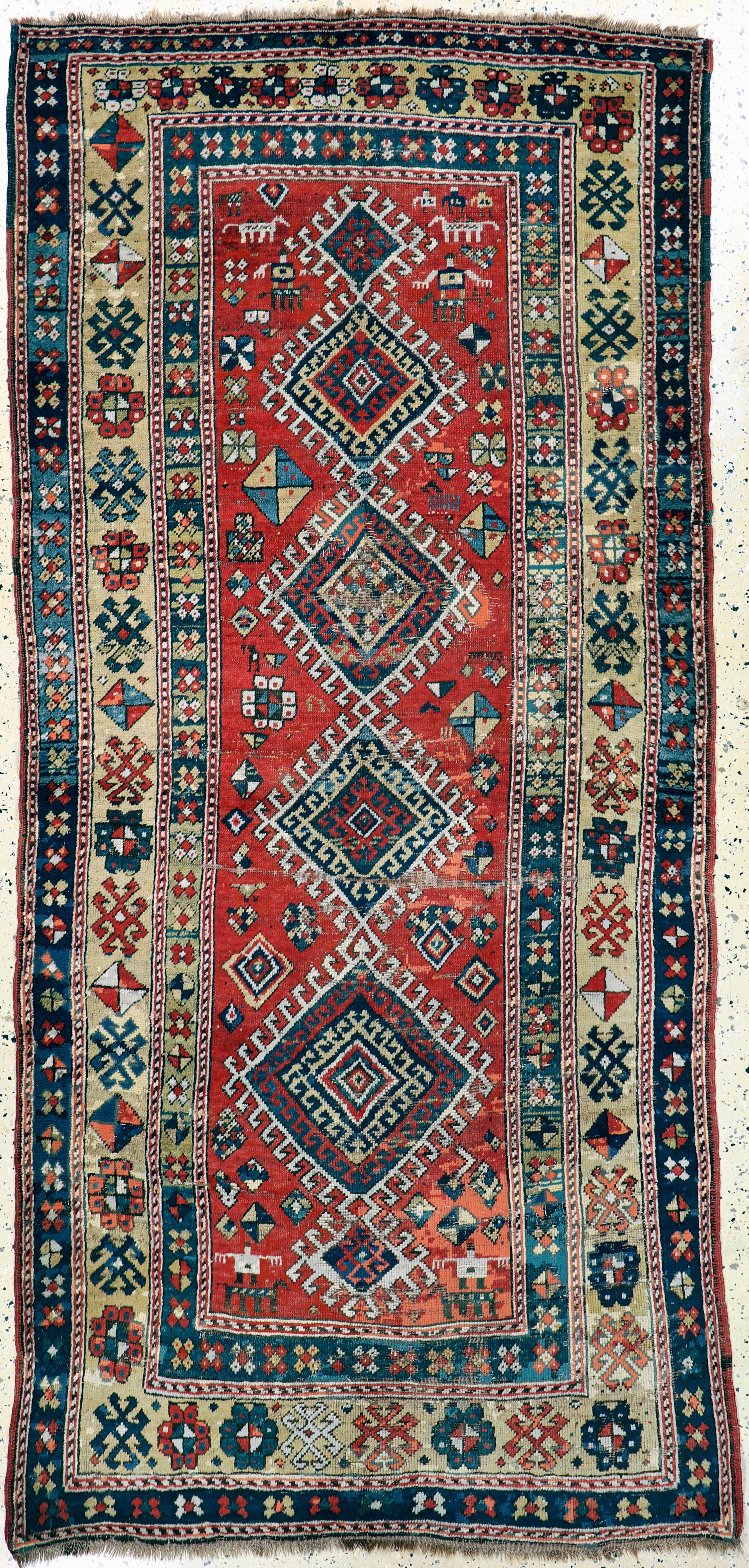 Image 27154694 - Kazak antik, Kaukasus, 19.Jhd, Wolle auf Wolle, ca. 253 x 120 cm, EHZ: 4 Schätzpreis: ...