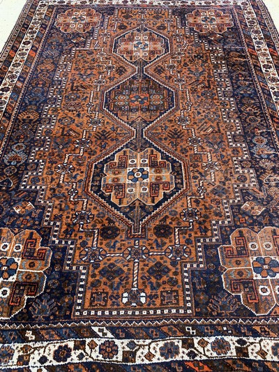 27154686g - Schiraz antik, Persien, um 1900, Wolle auf Wolle, ca. 310 x 225 cm, EHZ: 3 ...