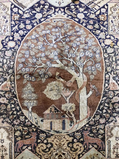 27155415c - Seiden Kayseri, Türkei, Ende 20.Jhd, Seide auf Baumwolle, ca. 176 x 126 cm, EHZ: 1-2 ...