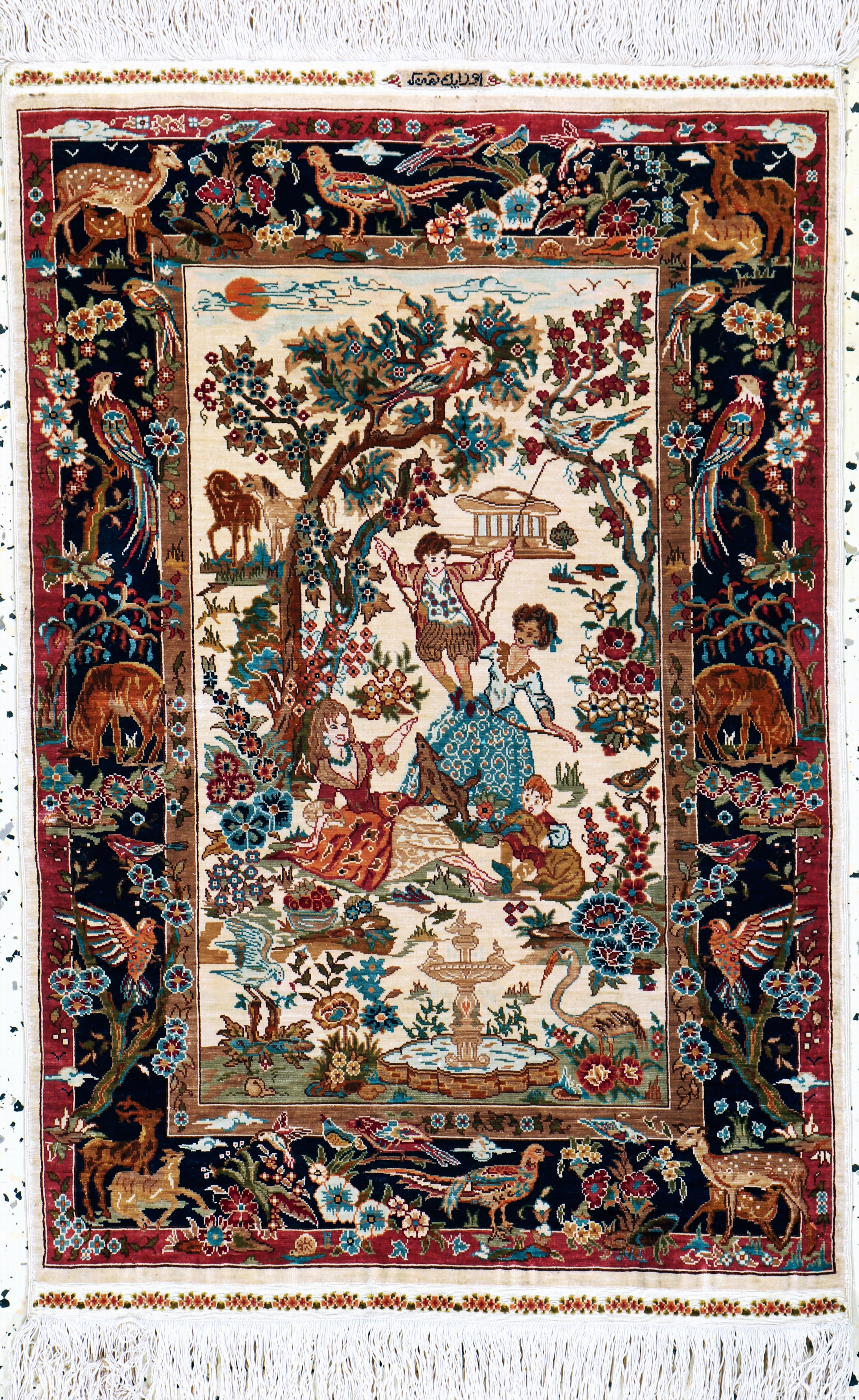 Image 27155503 - Hereke Seide fein Türkei, signiert´Özipek´,Ende 20.Jhd, reine Naturseide, ca. 80 x 52 ...