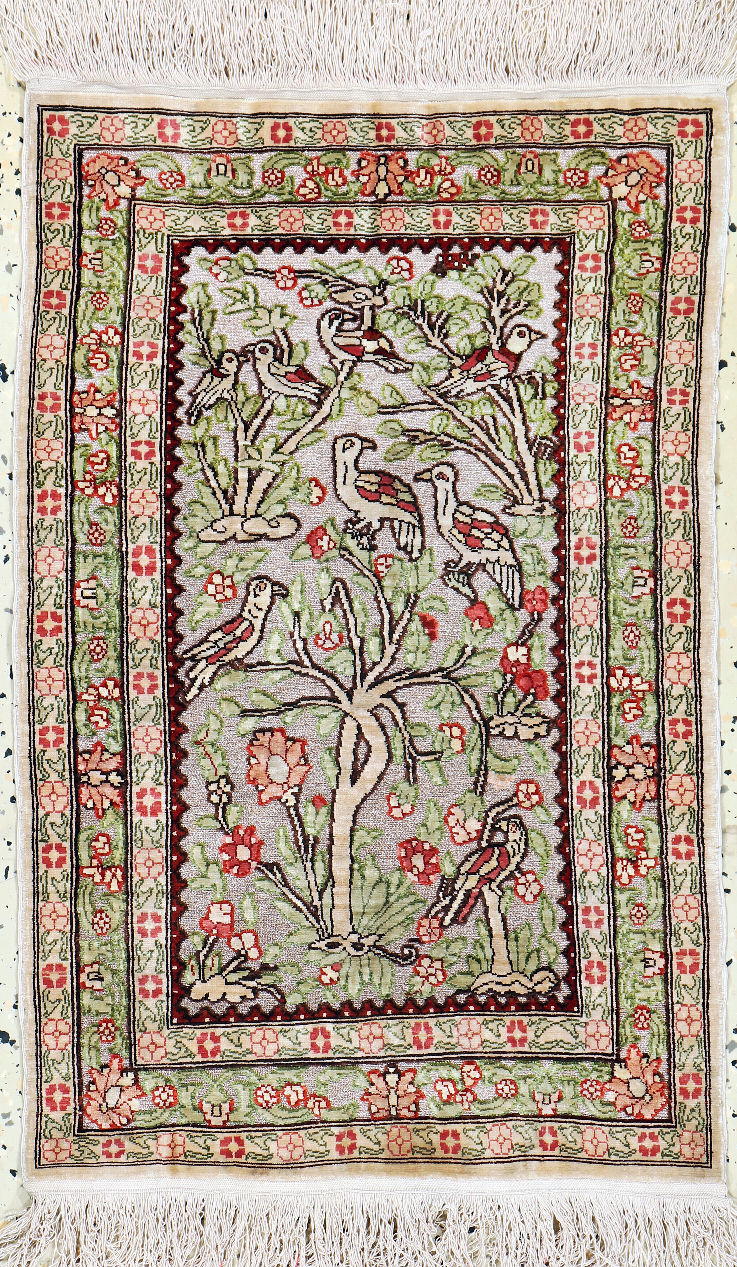Image 27155504 - Hereke Seide fein, Türkei, Mitte 20.Jhd, reine Naturseide´Metallbroschiert´, ca. 63 x ...