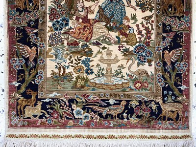 27155503b - Hereke Seide fein Türkei, signiert´Özipek´,Ende 20.Jhd, reine Naturseide, ca. 80 x 52 ...
