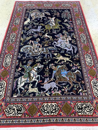27155523e - Ghom Kork, Persien, Ende 20.Jhd, Korkwolle auf Baumwolle, ca. 206 x 130 cm, EHZ: 1-2 ...