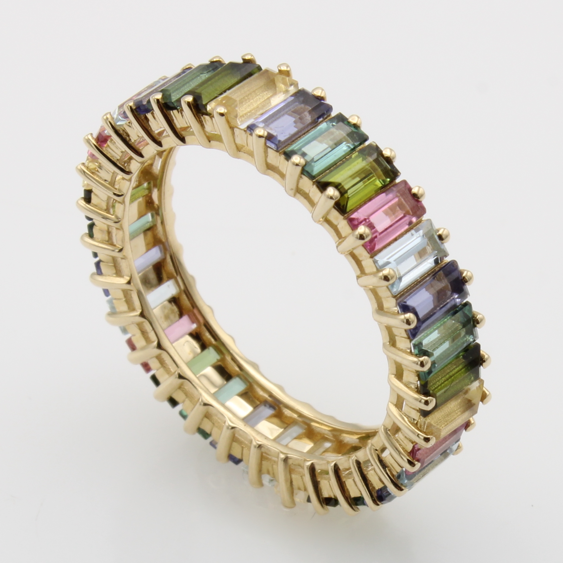Image 27155781 - Ring mit Farbsteinen, GG 585/000, Turmaline,Aquamarine, Iolithe u. Imperial Topase ...