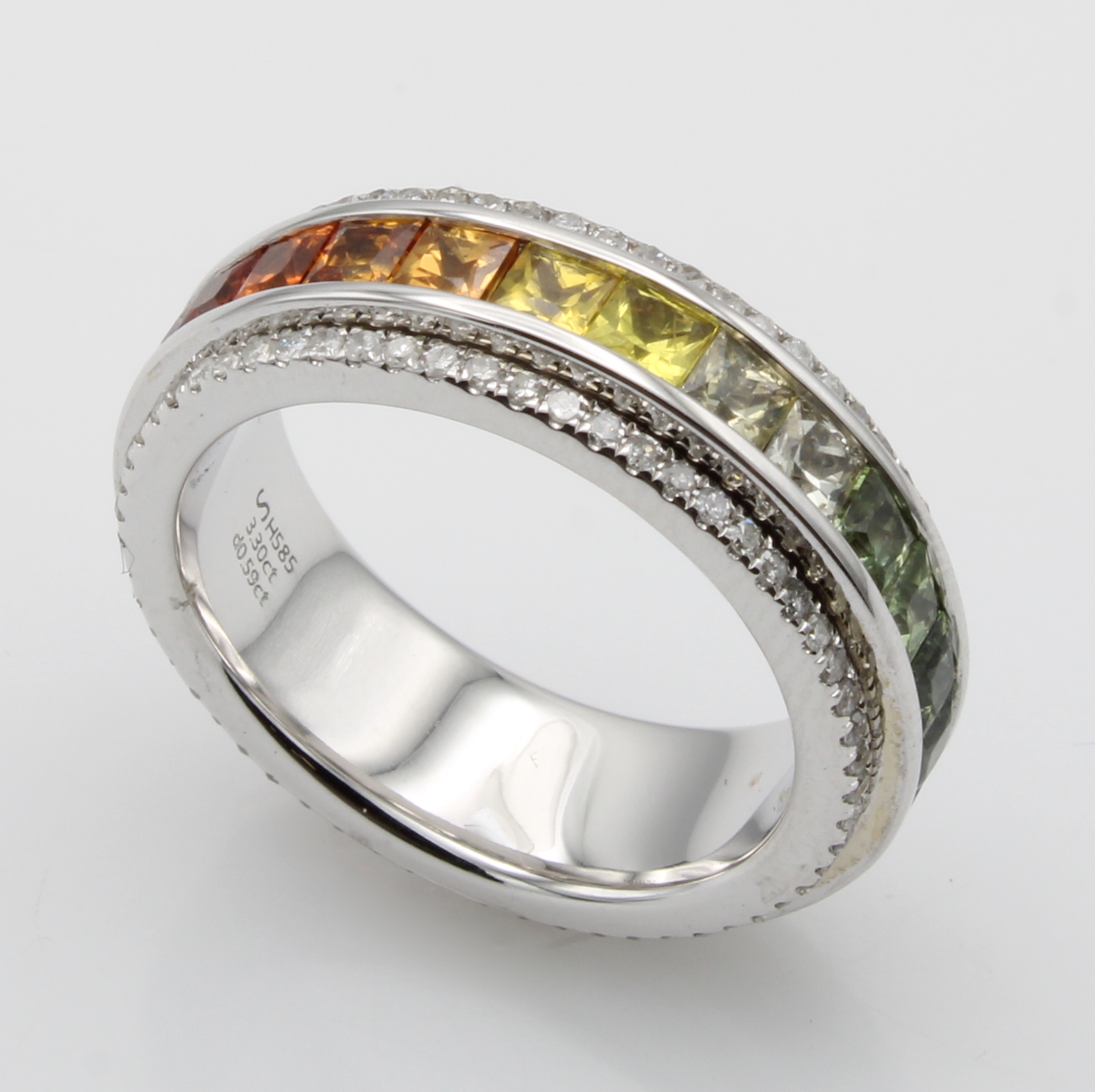 Image 27155790 - Ring mit Saphiren und Brillanten, WG 585/000, 25 bunte Saphircarées zus. ca. 3.30 ct, ...