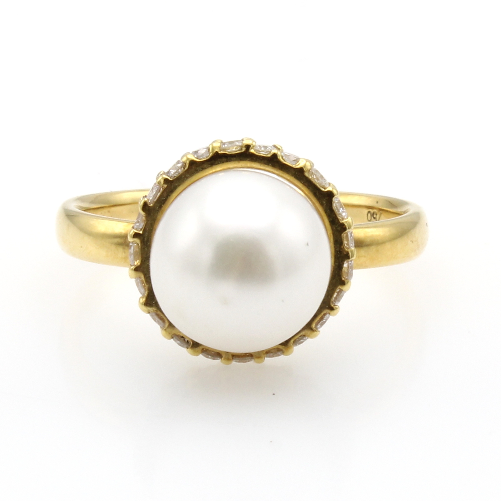 Image 27155799 - Ring mit Südseezuchtperle und Brillanten, GG 750/000, 21 Brill. zus. ca. 0.42 ct ...