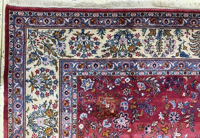 27155772g - Keschan alt, Persien, Mitte 20.Jhd, Wolle auf Baumwolle, ca. 400 x 270 cm, Mottenfraß, ...