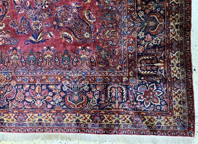 27155775a - Us Re-Import Keschan fein, Persien, Anfang 20.Jhd, Korkwolle auf Baumwolle, ca. 550 x ...