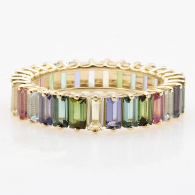 27155781a - Ring mit Farbsteinen, GG 585/000, Turmaline,Aquamarine, Iolithe u. Imperial Topase ...