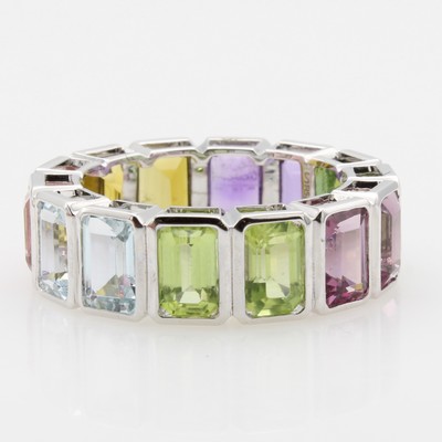 27155786b - Ring mit Farbsteinen, WG 585/000, Turmaline, Aquamarine, Peridots, Rhodolithe ...