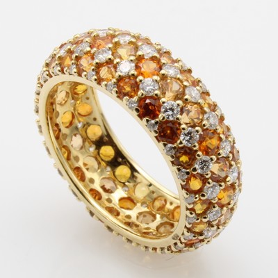 27155787a - Ring mit Mandarin-Granaten und Brillanten, GG 750/000, 96 Brill. zus. ca. 1.19 ct feines ...