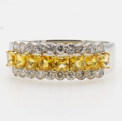 27155794a - Ring mit Brillanten und Spinellen, WG 750/ 000, 20 Brill. zus. ca. 0.44 ct hochfeines ...
