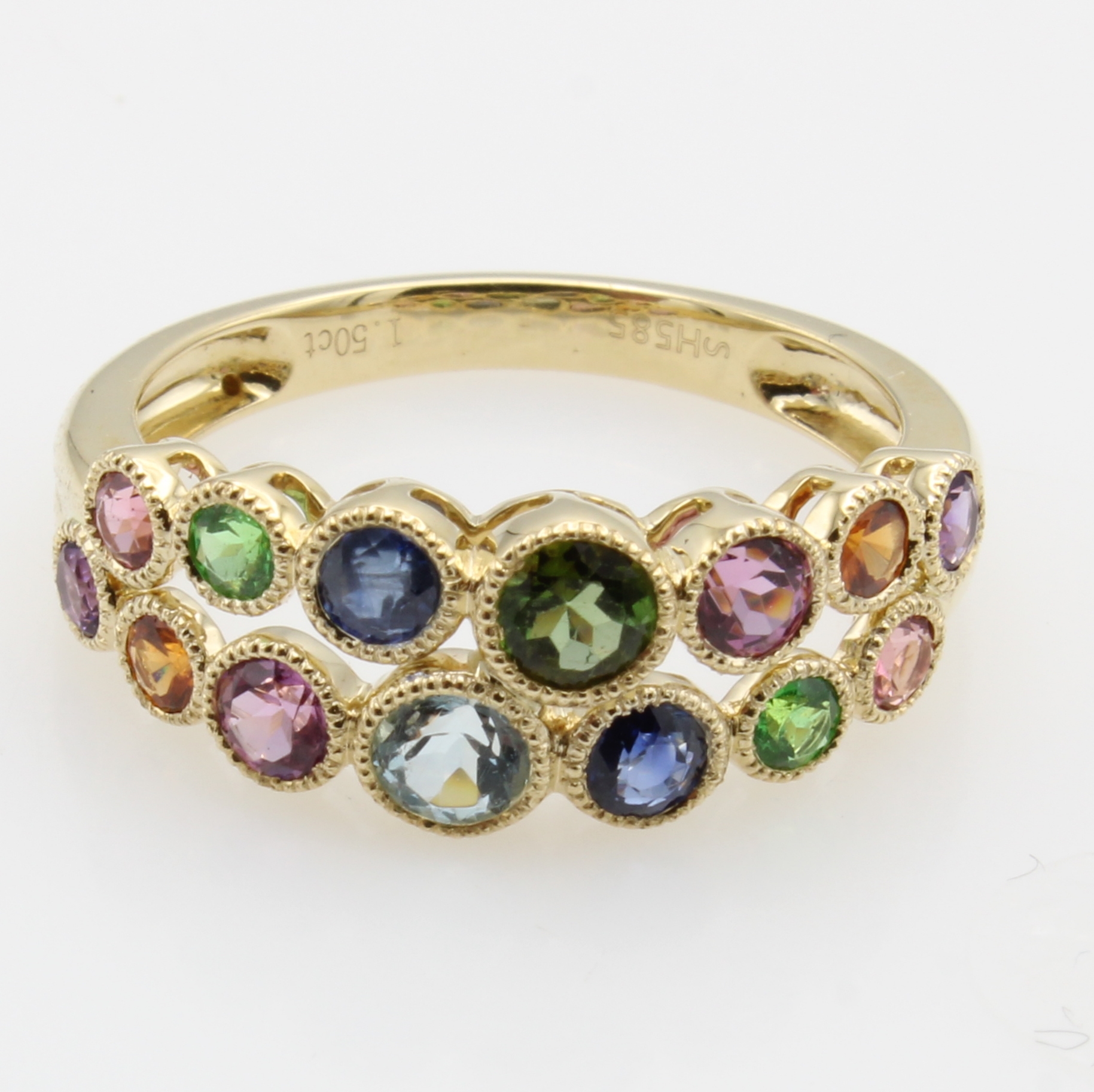 Image 27155811 - Ring mit Farbsteinen, GG 585/000, Turmaline,Amethyste, Aquamarine, Mandarin-Granate, ...
