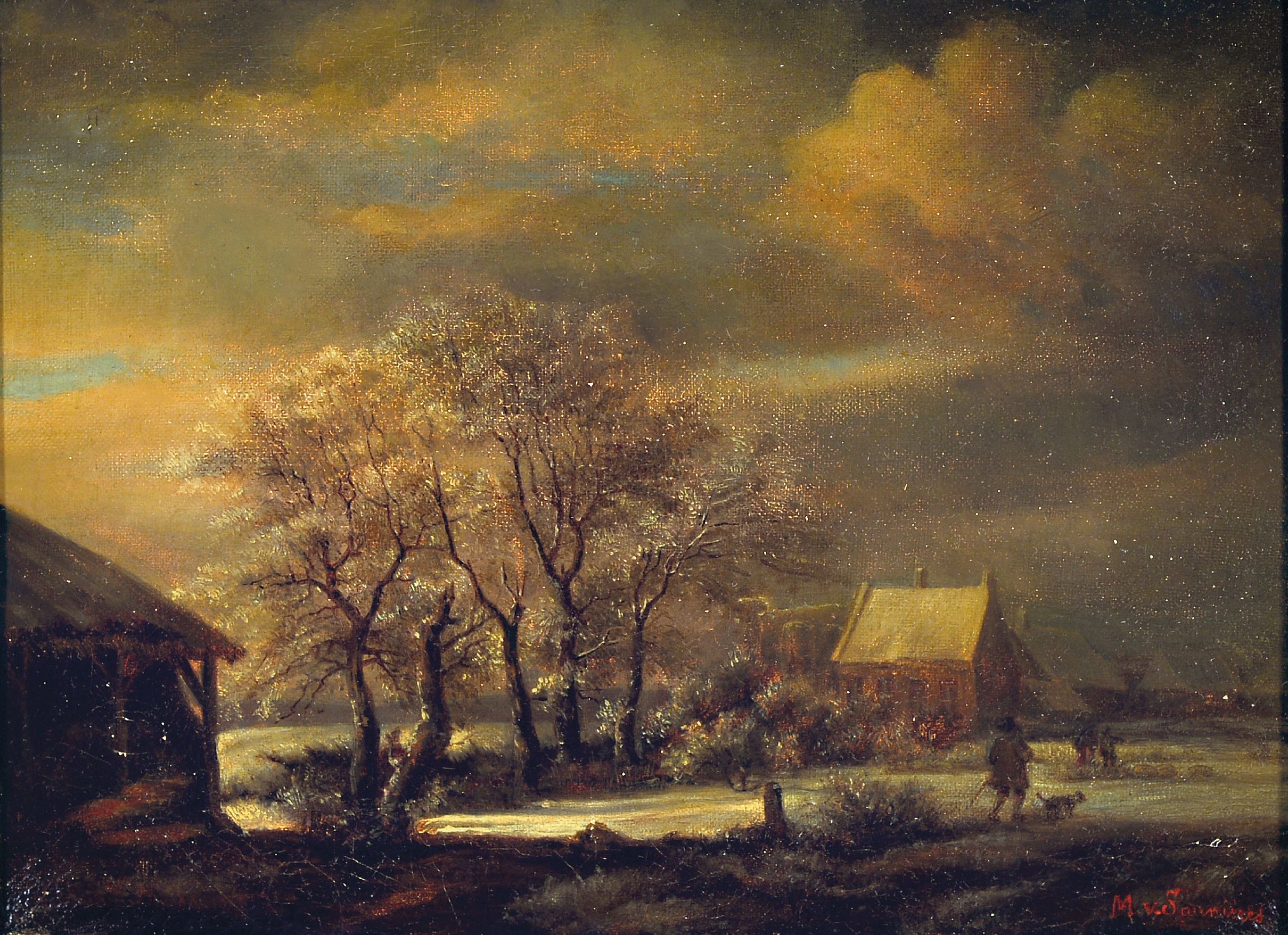 Image 27155819 - M.v. Saunieres, Künstler des 19.Jh., Winterlandschaft in niederländischer Tradition, ...