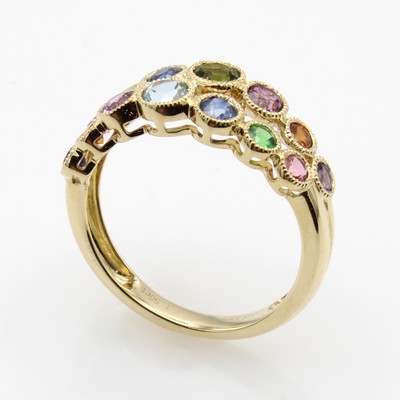 27155811a - Ring mit Farbsteinen, GG 585/000, Turmaline,Amethyste, Aquamarine, Mandarin-Granate, ...