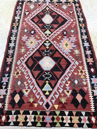 27155815d - Bachtiar Kelim, Persien, Mitte 20.Jhd, Wolle auf Baumwolle, ca. 245 x 135 cm, ...