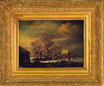 27155819k - M.v. Saunieres, Künstler des 19.Jh., Winterlandschaft in niederländischer Tradition, ...