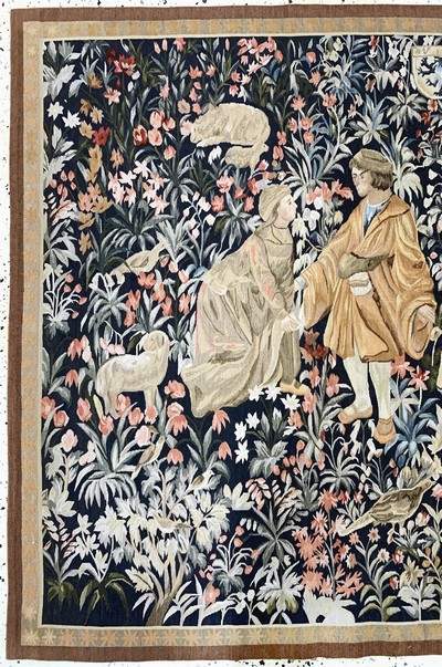 27155820c - Tapisseri fein, Europa, Mitte 20.Jhd, Wolleauf Baumwolle, ca. 214 x 120 cm, EHZ:(nahezu ...