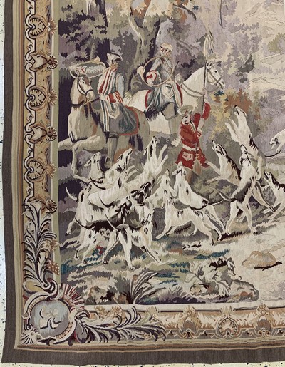 27155821b - Tapisseri fein, Europa, Mitte 20.Jhd, Wolleauf Baumwolle, ca. 216 x 179 cm, EHZ:(nahezu ...
