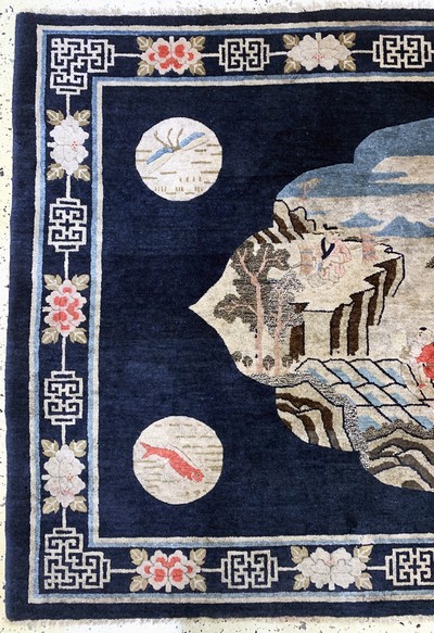 27155838c - Pao Tow antik, China, um 1900, Wolle auf Baumwolle, ca. 205 x 130 cm, EHZ: ...