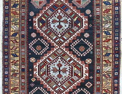 27155844b - ´Shulaver´Kazak antik, Kaukasus, 19.Jhd, Wolle auf Wolle, ca. 325 x 127 cm, EHZ: 2-3, ...