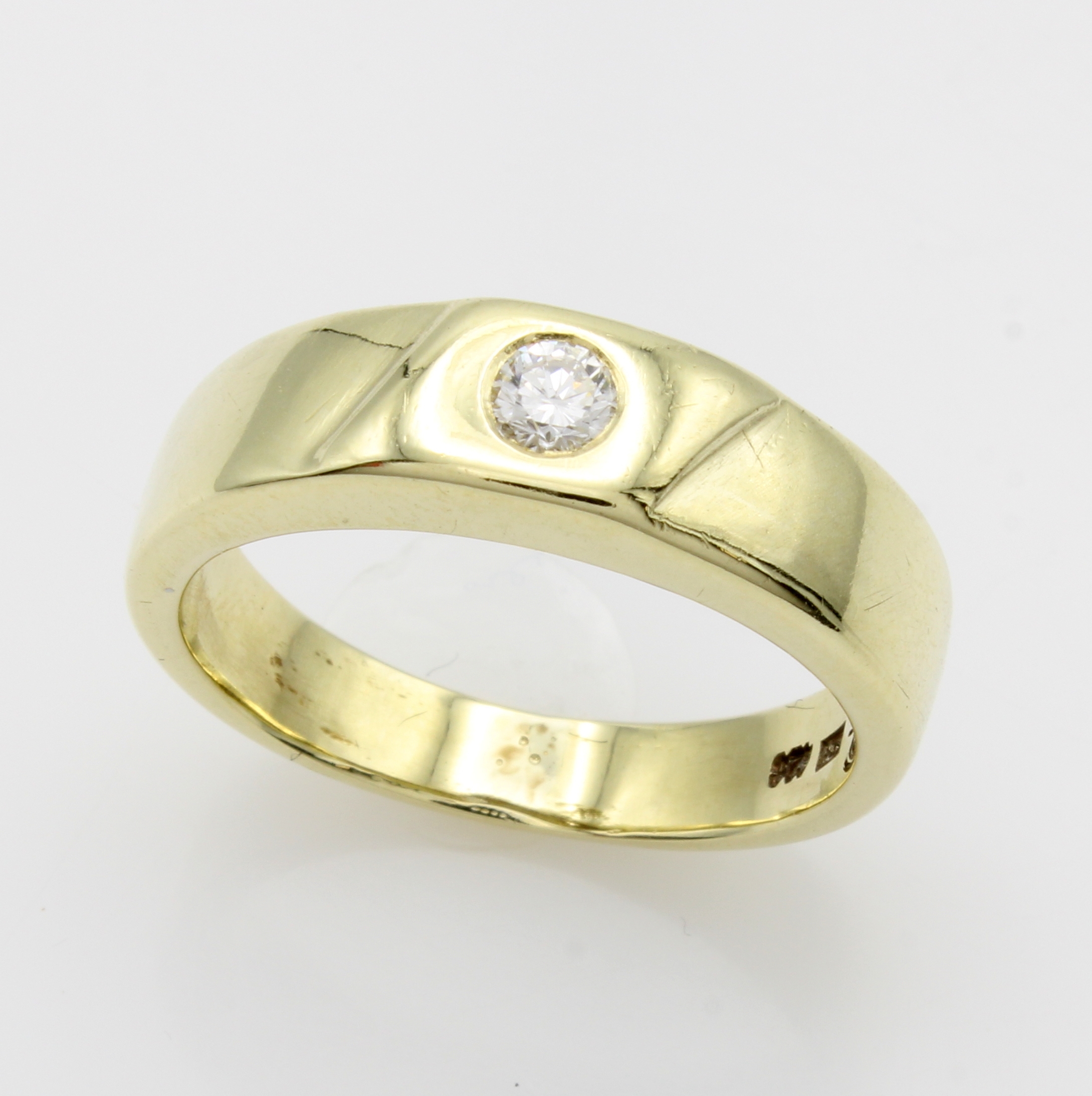 Image 27156368 - Ring mit Brillant, GG 585/000, Brill. ca. 0.15 ct feines Weiß/vs, RW ca. 56 ...