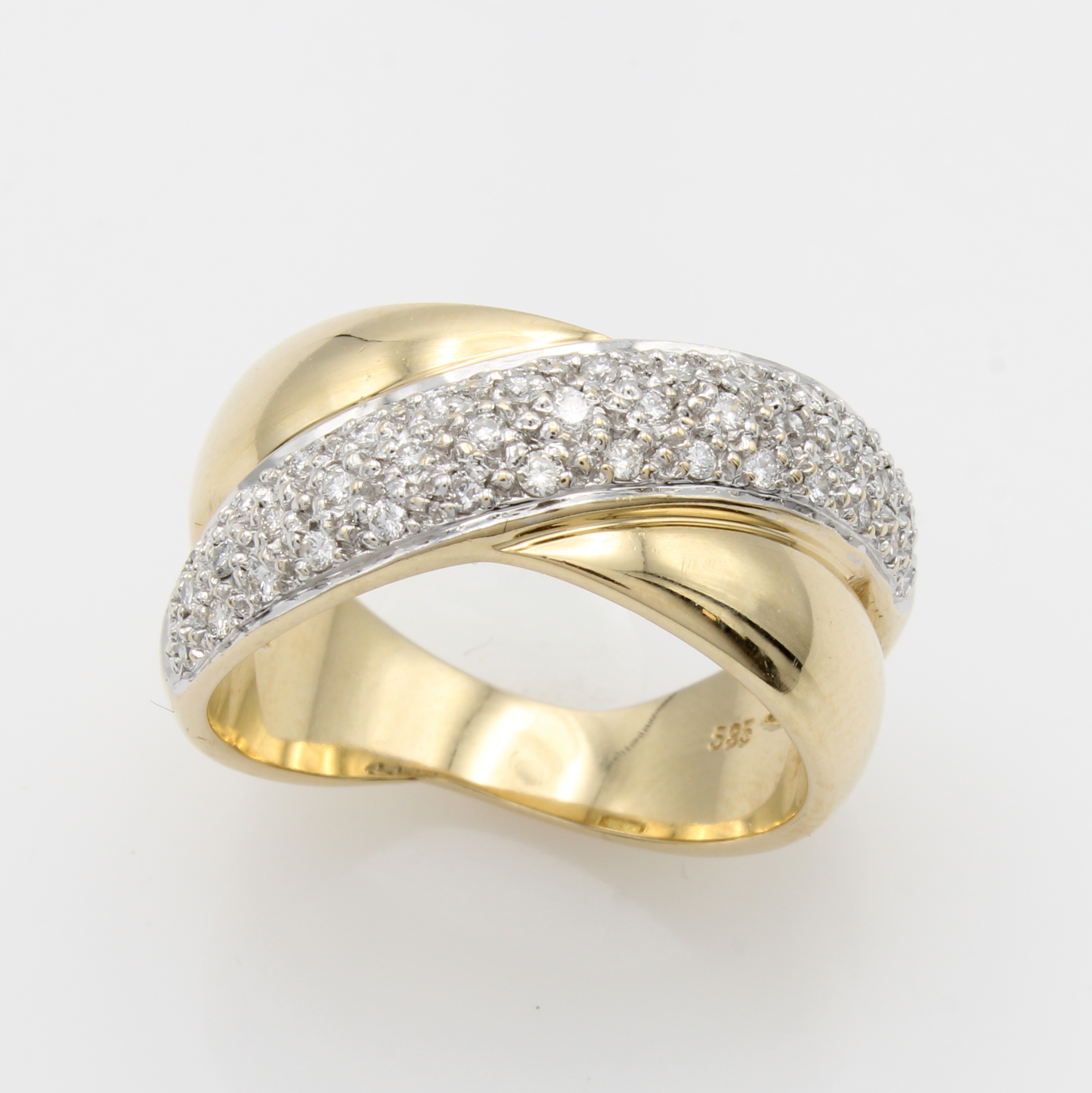 Image 27156371 - Ring mit Brillanten, GG 585/000, 2-rhg., verschlungene Optik, Brill. in rhod. Fassungen ...