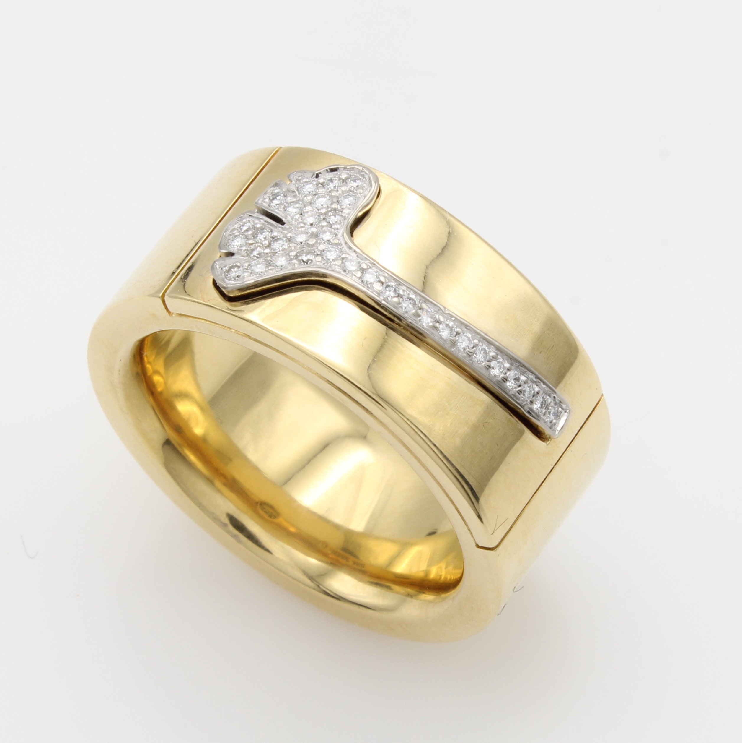 Image 27156378 - Ring mit Brillanten, GG 750/000, Brill. in Form eines Ginkgoblattes gefasst zus. ca. ...