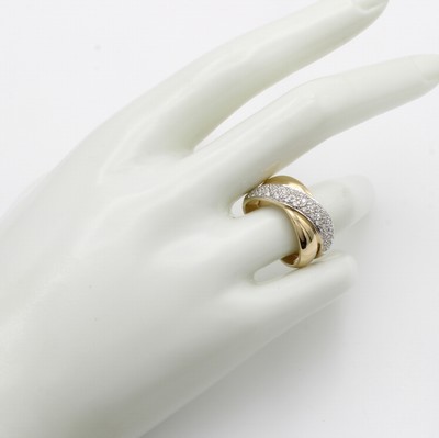 27156371a - Ring mit Brillanten, GG 585/000, 2-rhg., verschlungene Optik, Brill. in rhod. Fassungen ...