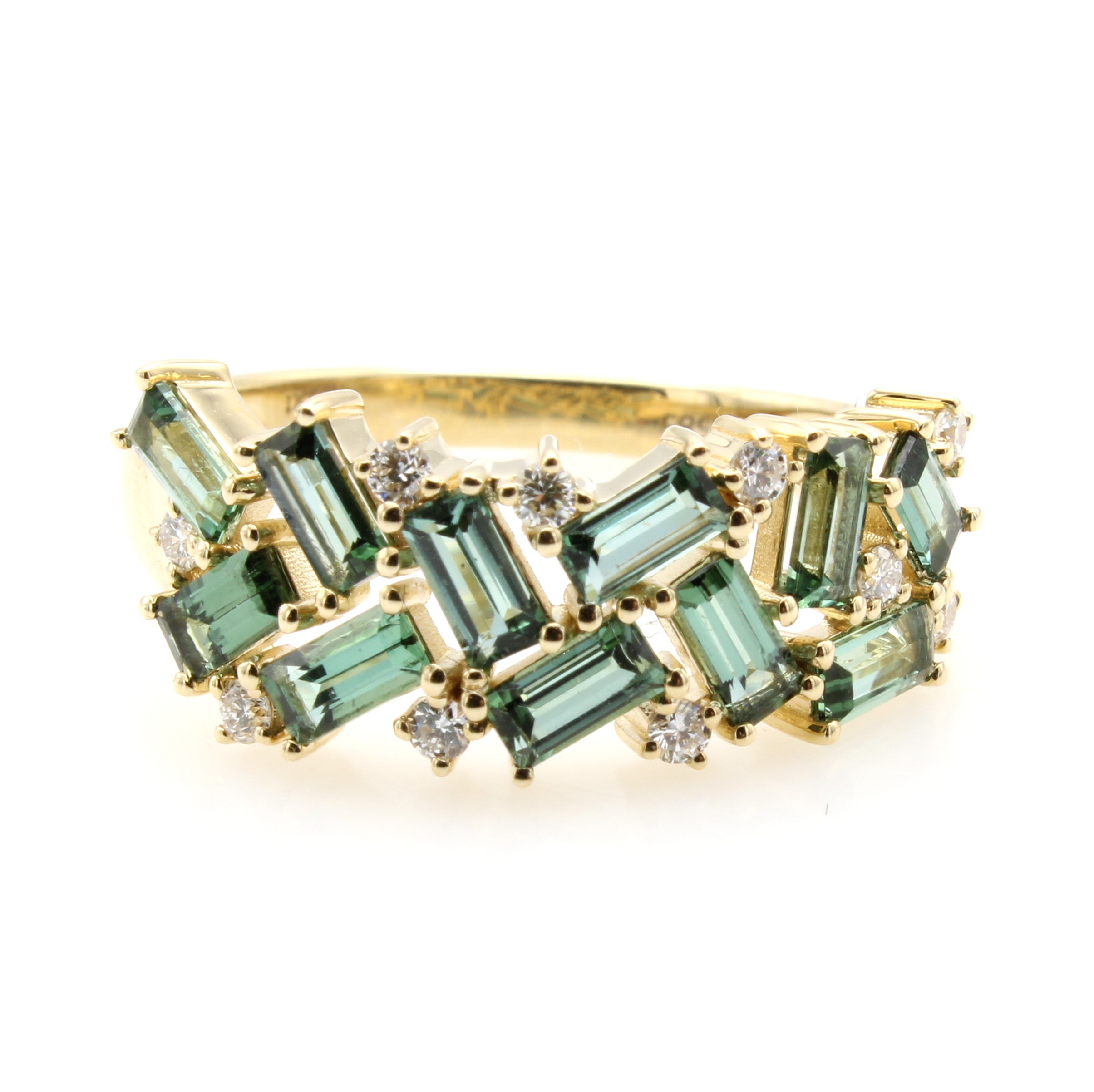 Image 27156594 - Ring mit Turmalinen und Brillanten, GG 585/ 000, 11 Turmaline zus. ca. 1.33 ct, 10 ...