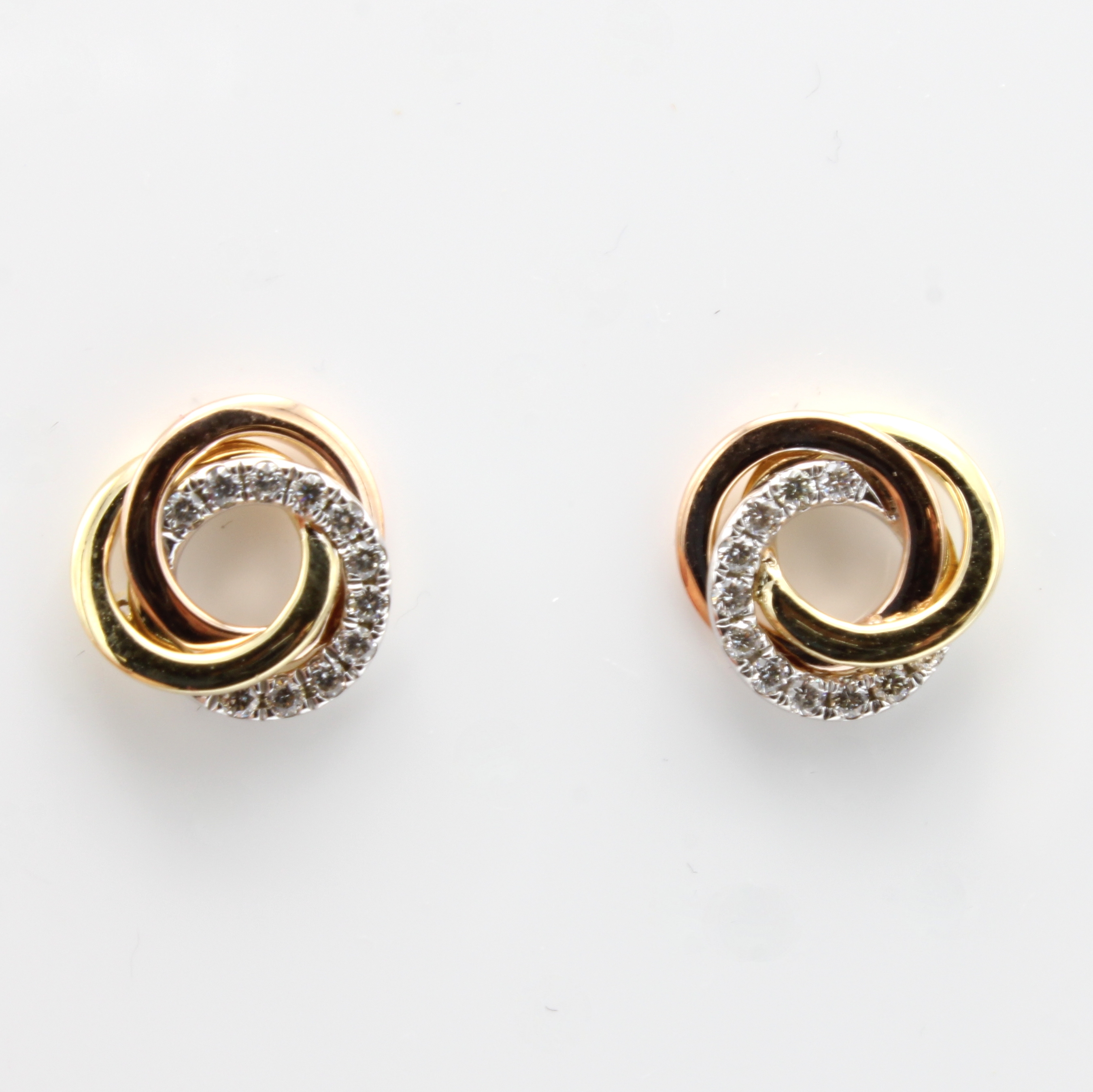 Image 27156700 - Paar Ohrstecker mit Brillanten, WG/GG/RoséG 585/000, 22 Brill. zus. ca. 0.21 ct feines ...