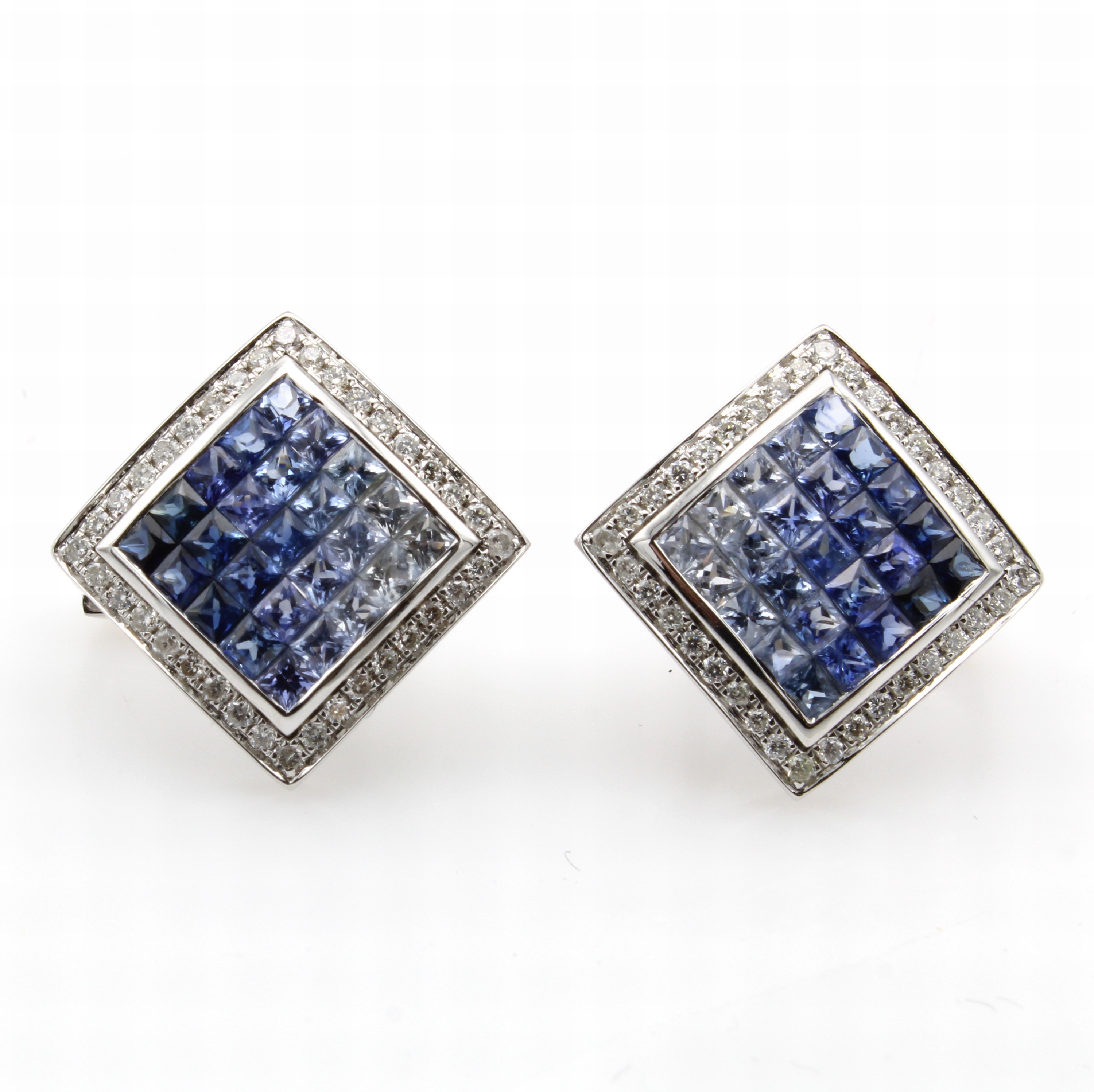 Image 27156768 - Paar Ohrstecker mit Diamanten und Saphiren, RoséG 585/000, 72 Brill. zus. ca. 0.46 ct ...