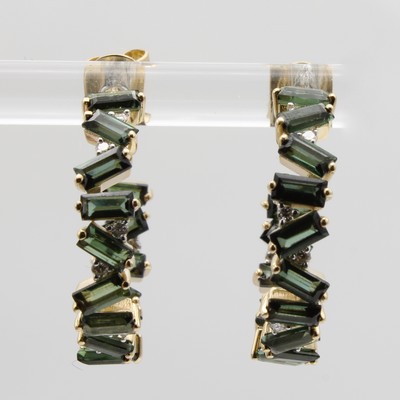 27156711a - Paar Ohrstecker mit Turmalinen und Brillanten, GG 585/000, 20 Brill. zus. ca. 0.19 ct ...
