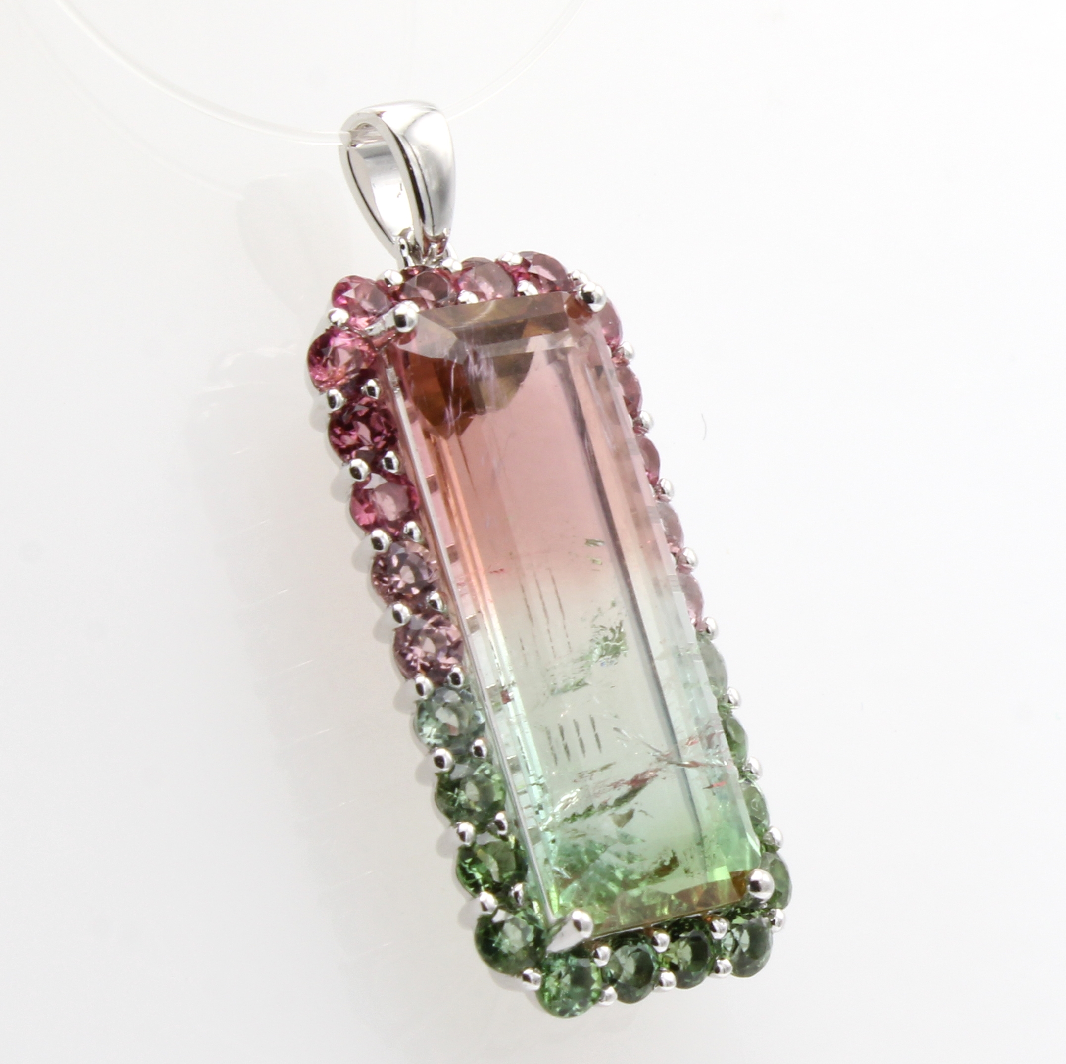 Image 27156820 - Anhänger mit Turmalinen, WG 585/000, rosa- grünl. Turmaline zus. ca. 14.07 ct ...