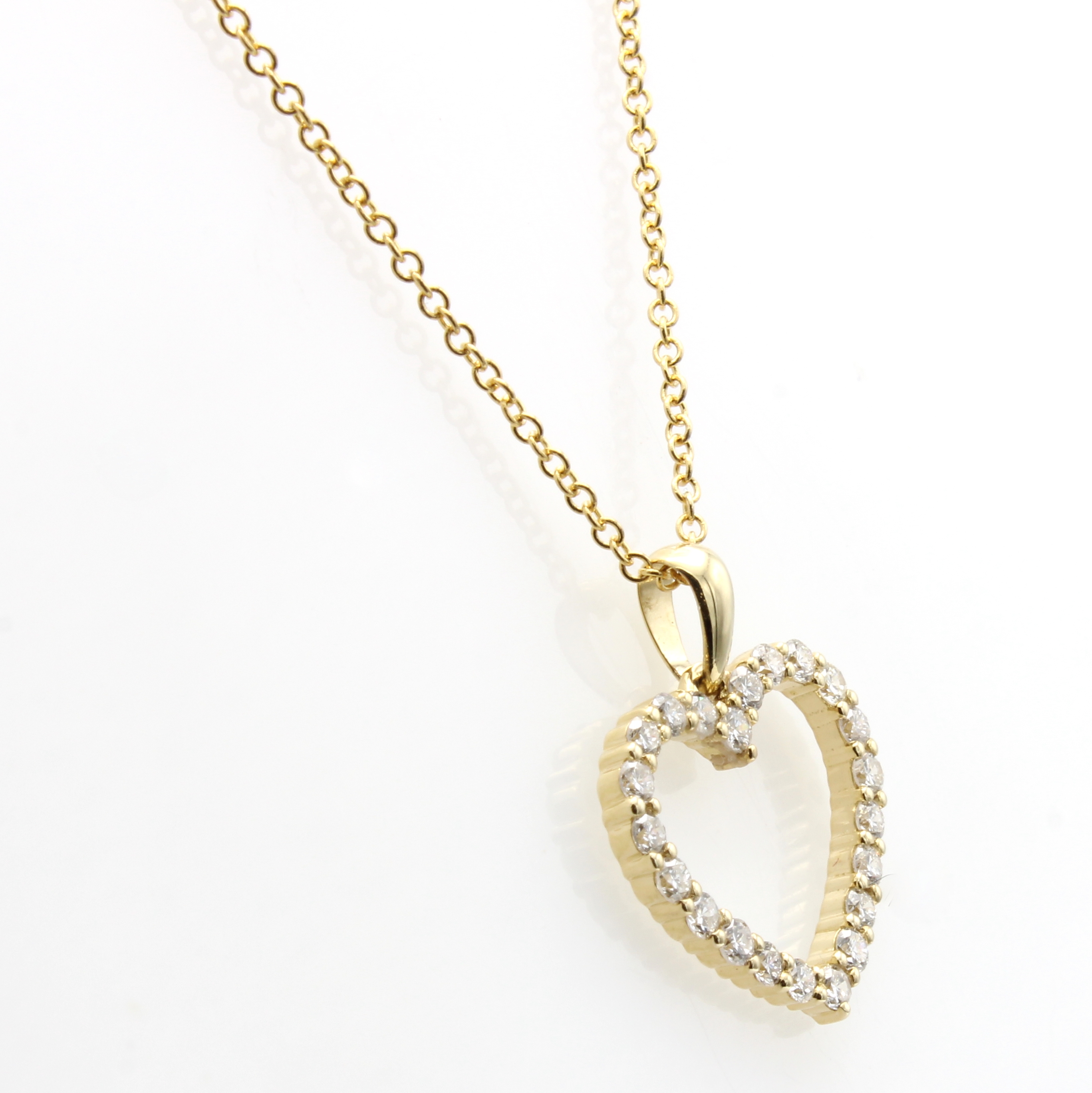Image 27156834 - Herzanhänger mit Brillanten an Kette, GG 585/000, 22 Brill. zus. ca. 0.40 ct feines ...