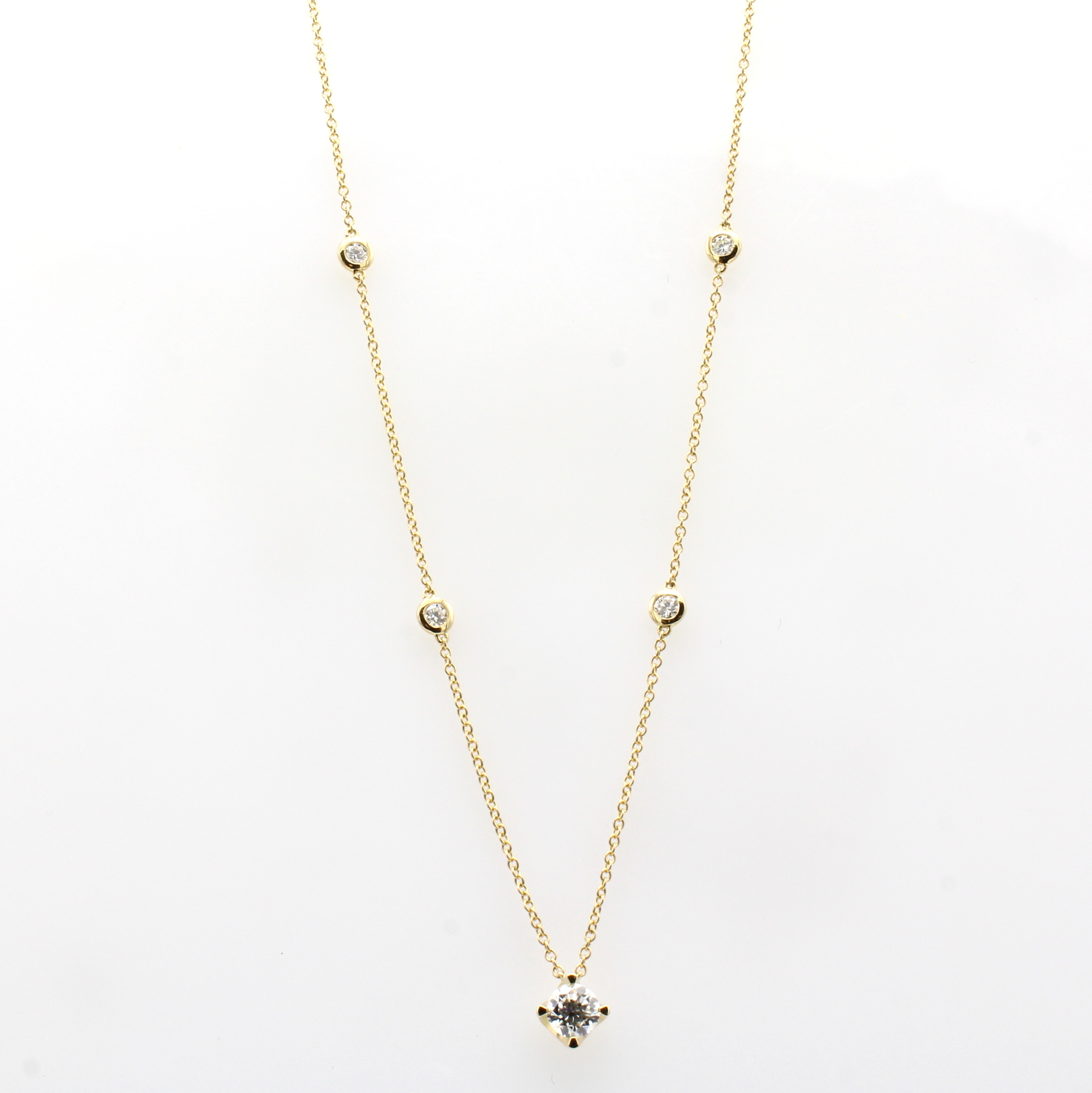 Image 27156987 - Collier mit Brillanten, GG 750/000, Brill. ca. 0.46 ct u. 4 Brill. in Kette integriert ...
