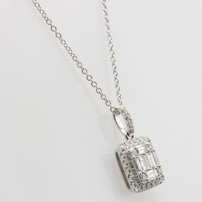 27156975a - Anhänger mit Diamanten und Brillanten an Kette, WG 750/000, 37 Diam. u. Brill. zus. ca. ...
