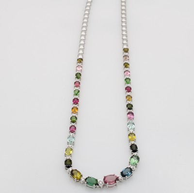 27156985a - Collier mit Turmalinen und Brillanten, WG 750/000, 27 Brill. zus. ca. 0.51 ct feines ...