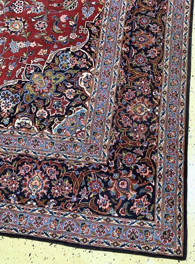 27157020a - Kashan cork old, Persia, early 20th century, corkwool on cotton, approx. 369 x 272 cm, ...
