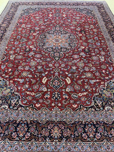 27157020h - Kashan cork old, Persia, early 20th century, corkwool on cotton, approx. 369 x 272 cm, ...