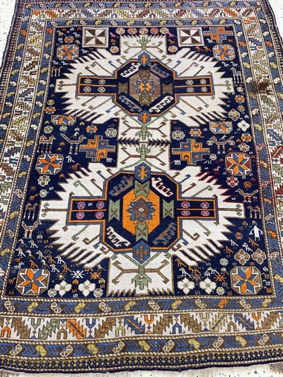 27157027e - Shirvan antique, Caucasus, 19th century, wool on wool, approx. 170 x 133 cm, condition: 3 ...