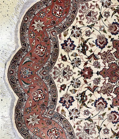 27157039b - Täbriz fein(50 Raj), Persien, Ende 20.Jhd, Korkwolle mit Seide, Durchmesser: ca. 210 ...