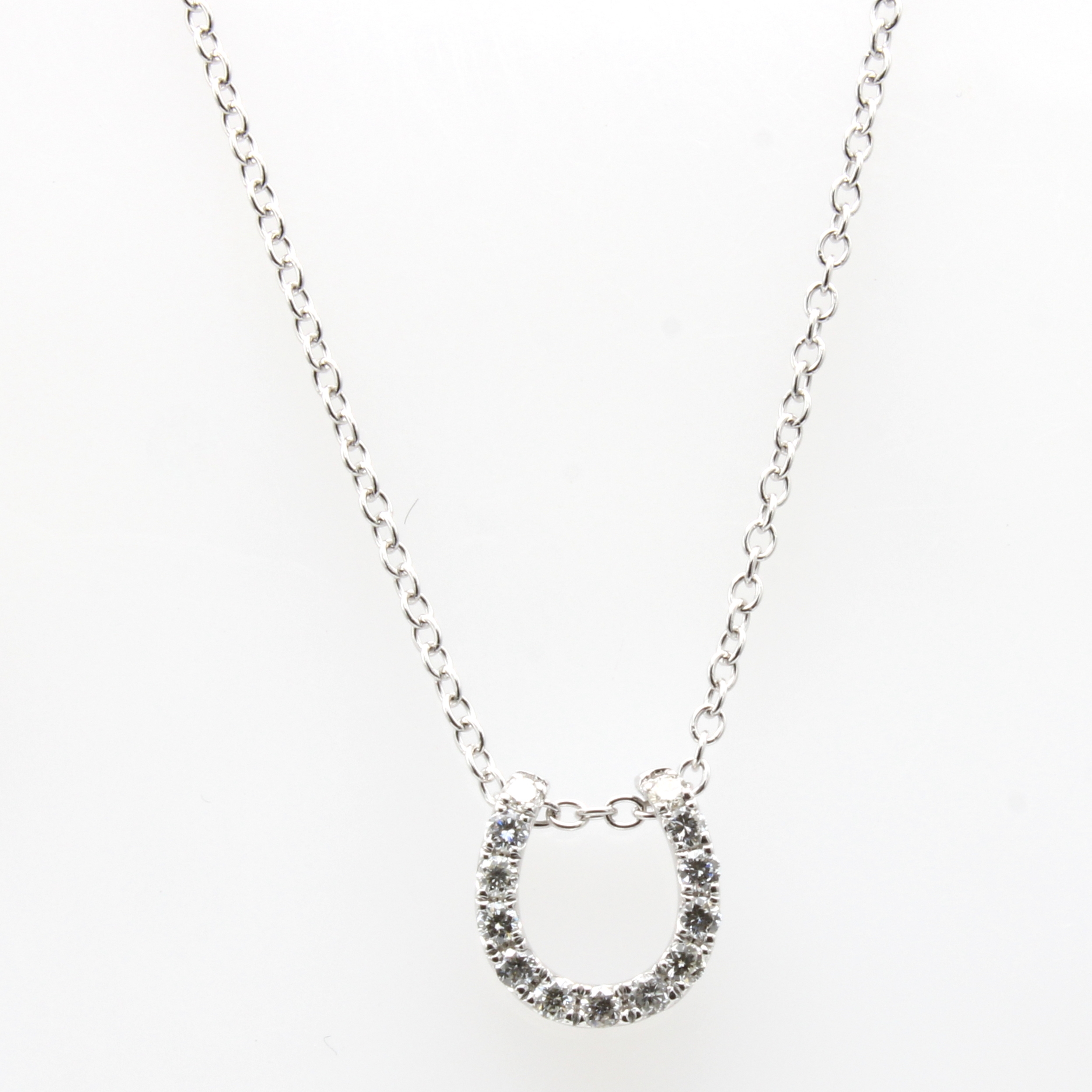 Image 27157189 - Anhänger ´Hufeisen´ mit Brillanten an Kette, WG 585/000, 13 Brill. zus. ca. 0.18 ct ...
