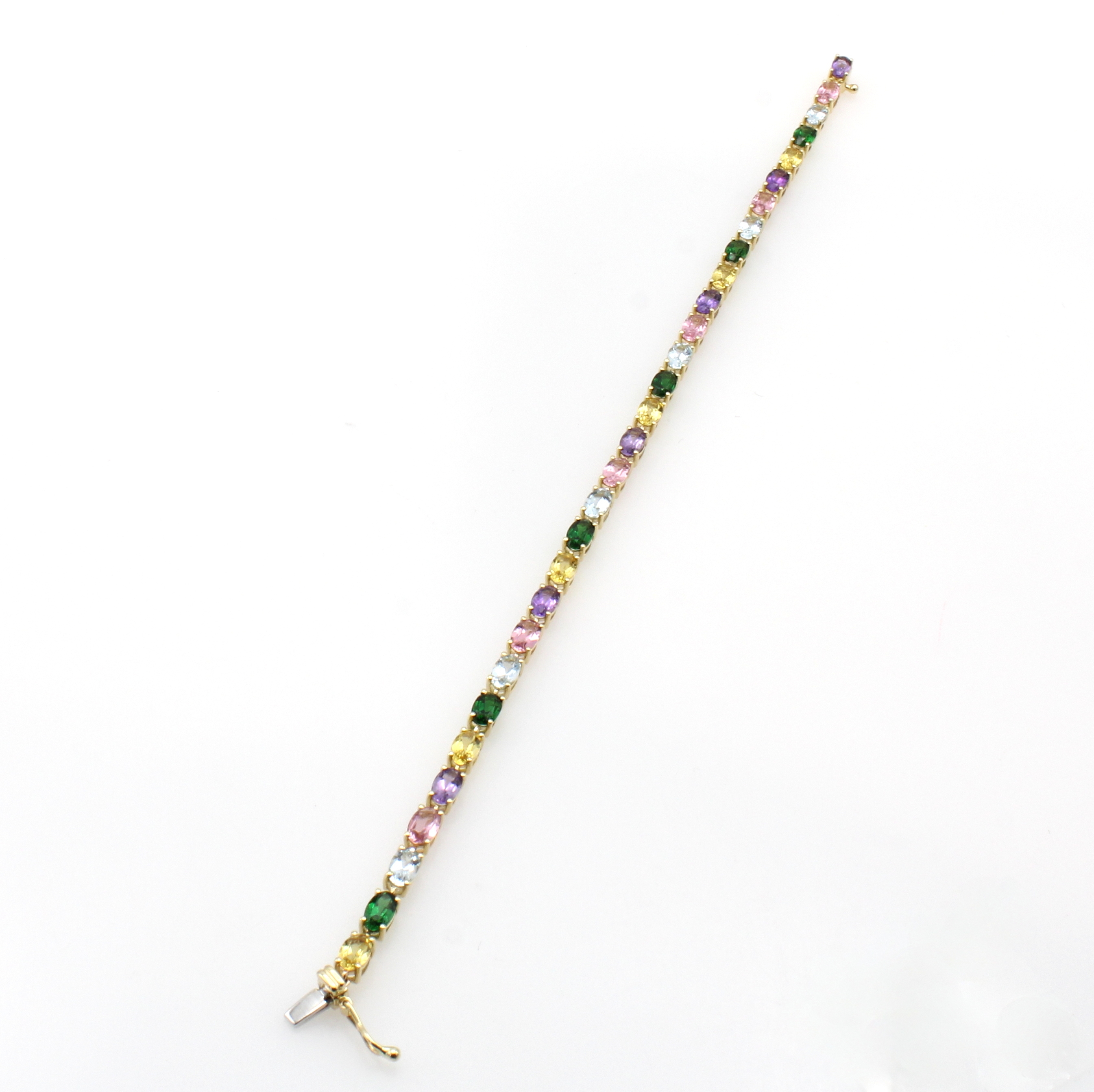Image 27157203 - Armband mit Farbsteinen, GG 585/000, Aquamarine, Berylle, Turmaline u. Amethyste zus. ...