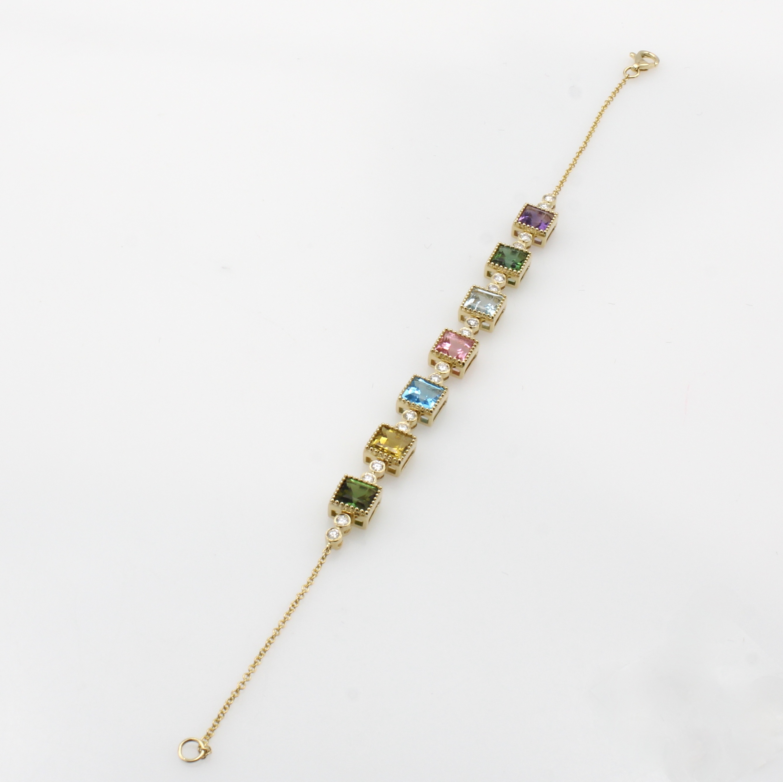 Image 27157235 - Armband mit Farbsteinen und Brillanten, GG 585/000, Turmaline, Amethysten u. Topas ...