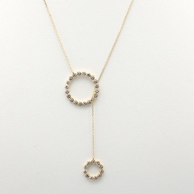 27157200a - Y-Collier mit Brillanten, GG 750/000, 31 Brill. in Kreise gef. zus. ca. 0.76 ct feines ...