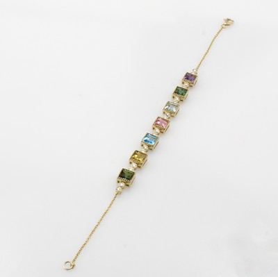 Image Armband mit Farbsteinen und Brillanten, GG 585/000, Turmaline, Amethysten u. Topas ...