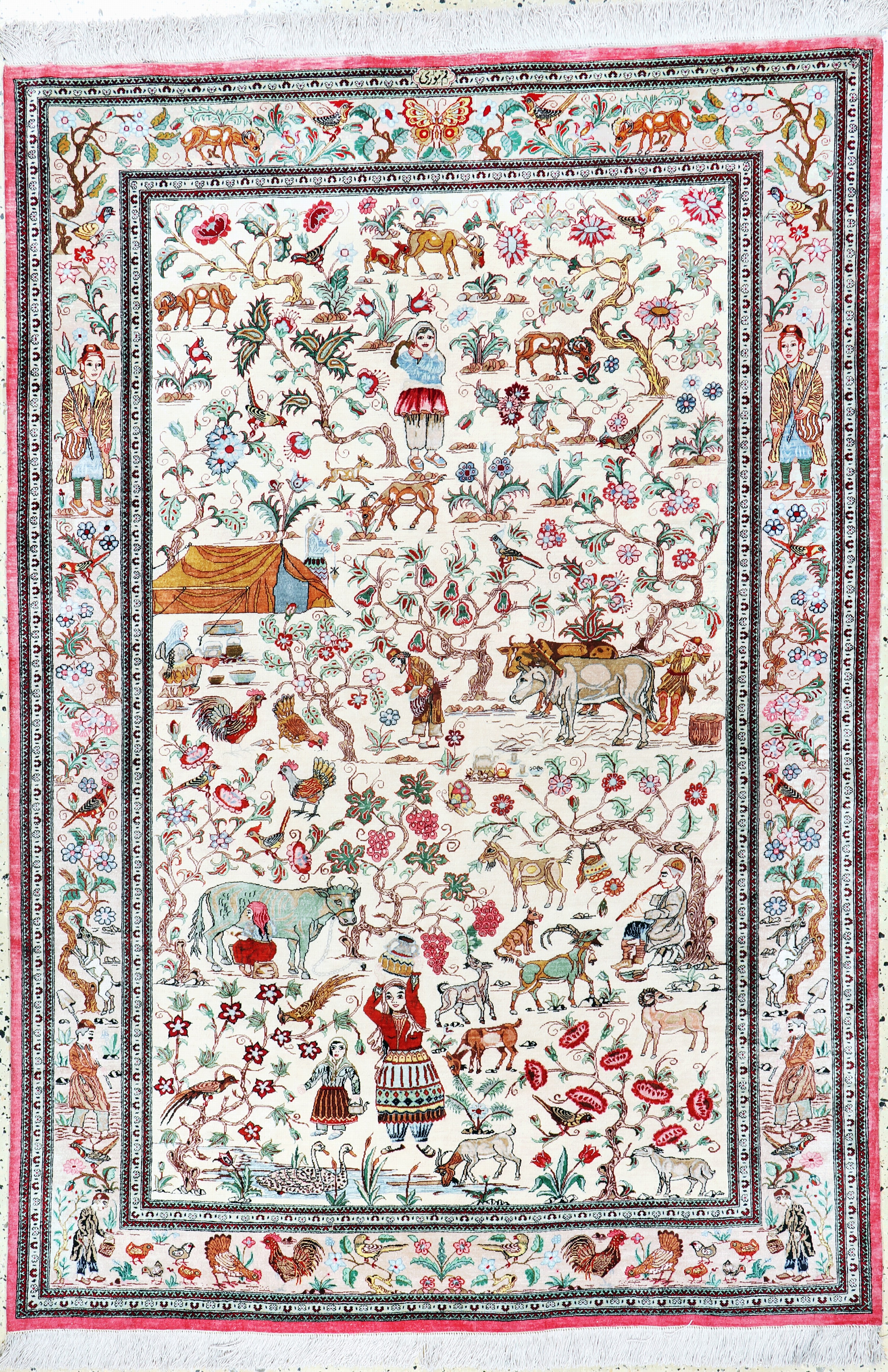 Image 27157337 - Ghom Seide fein signiert, Persien, Ende 20.Jhd, reine Naturseide, ca. 203 x 139 cm, ...